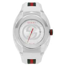 Gucci YA137102 Silver Dial Rubber Strap Unisex Watch - £283.76 GBP