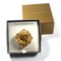 Liz Claiborne Rose Pin Brooch Mesh Flower AB Aurora Borealis Rhinestones... - $16.00