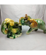 Ceramic Elephants Pair Large Single &amp; Copy of Chinese Tang Sancai  Green... - $18.69