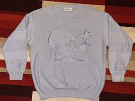 Iceberg Snoopy Woodstock Sweater Knit Sz L 1992 Vintage Brand With Tags Blue - £391.82 GBP