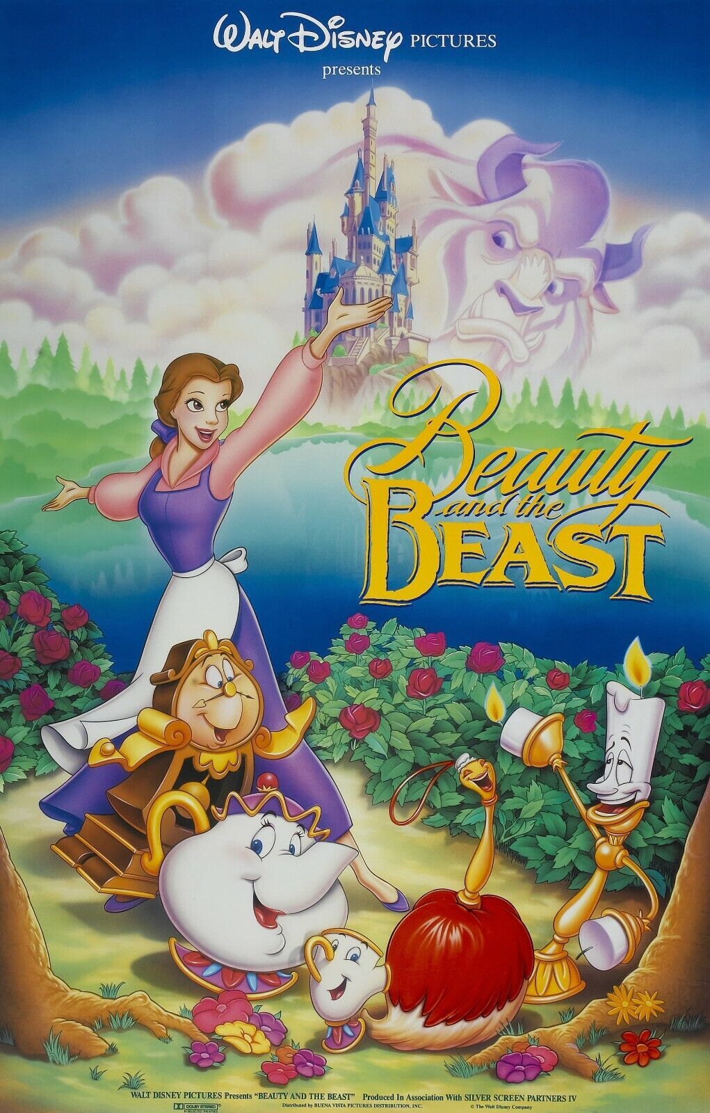 Primary image for 1991 Disney Beauty And The Beast Movie Poster Print Belle Be Our Guest 