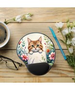 Floral Cat Mouse Pad with Wrist Rest for Office Decor - Cute Cat Design,... - $42.13 CAD