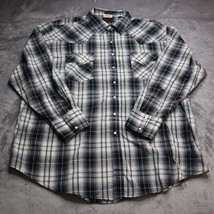 Plains Western Wear Big Man Shirt Adult 2X Black Plaid Long Sleeve Button Up Men - £20.32 GBP