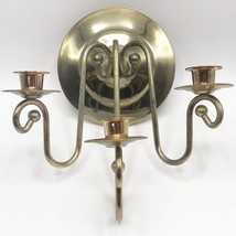 Mid Century Brass 3 Candle Wall Sconce Vintage - $25.24