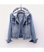 Women&#39;s Long Sleeve Denim Jacket with Removable Hood - $303.72 MXN