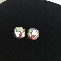 Vintage Colorful Cloisonne Enamel Pierced Multicolored Earrings  - £7.58 GBP