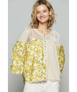 POL Washed Floral Print Crochet Detail Top - $88.58 CAD