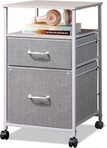 Devaise 2 Drawer Mobile File Cabinet, Rolling Printer Stand With, Light Grey - $65.92