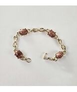 Goldstone &amp; Gold Infinity Link Large Wrist Vintage Bracelet - $519.53 MXN