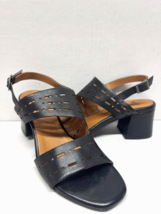 MIZ MOOZ WOMEN&#39;S ANKLE STRAP LEATHER HEELED SANDALS BLACK 37EU / 7US  # ... - $744.66 MXN
