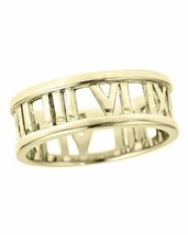 14K Yellow Gold Plated Roman Numerals Plain Eternity Band Ring Gift Sz 4-10 - £51.49 GBP