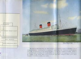 RMS Queen Elizabeth Plan of First Class Accommodations 1952 Cunard Lines - $116.82