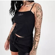 Nike Women&#39;s Futura Cami Tank Top Black Spaghetti Crop Sz Small - $17.82
