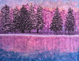 Painting Landscape Original Bob Ross Style Art Trees River Sunset Carla Dancey - £23.32 GBP