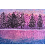 Painting Landscape Original Bob Ross Style Art Trees River Sunset Carla ... - $29.28