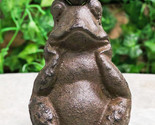 Rustic Cast Iron Whimsical Toad Frog Prince With Crown Figurine Paperweight - £16.02 GBP