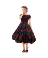 Vtg 40s Velvet Taffeta Bubble Dress S Plaid Copper Emerald Party Gown - $246.51