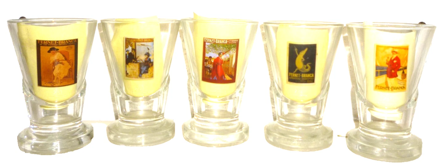 5 Fernet Branca Milano Vintage Advertising Design Shot Glasses - $81.98 CAD