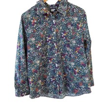 Lands End Womens AO Floral Shirt 10 Blue Ditsy Button Up Supima Classic ... - $25.99