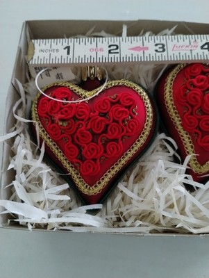 Dillard's Trimmings Vintage Set (2) Hearts Handcrafted Ornament Made in Germany Item image 7