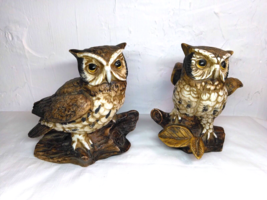Homco Ceramic/Porcelain Owls pair, 5&quot; tall. #1114 Beautiful/Adorable! Fast Ship! - £13.78 GBP
