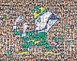 Notre Dame Photo Mosaic Print Art Created Using Past and Present Players... - $44.00+
