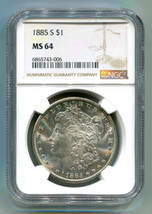 1885-S MORGAN SILVER DOLLAR NGC MS64 NICE ORIGINAL COIN BOBS COINS FAST ... - $965.00
