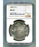 1885-S MORGAN SILVER DOLLAR NGC MS64 NICE ORIGINAL COIN BOBS COINS FAST ... - £771.23 GBP