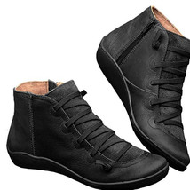plus size Shoes women martin boots Flat casual Shoes pu leather shoes autumn win - £44.37 GBP