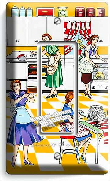 RETRO HOUSEWIVES 50'S KITCHEN PATTERN 1 GFCI LIGHT SWITCH WALL PLATE HOME DECOR - £8.16 GBP