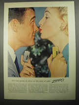 1956 Zippo Cigarette Lighters Ad - Give the gleam of silver or the glow of gold - $18.49