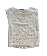 Alice + Olivia White Textured Sleeveless Blouse Top 100% Silk Womens Size M - $779.31 MXN