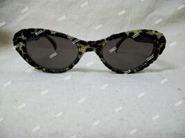 Black Gold Glitter Retro Cat Eye Costume Glasses Masquerade Leopard Anim... - $12.41 CAD