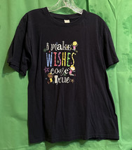 NWOT Women&#39;s Large &quot;I Make Wishes Come True&quot; Blue Tee 100% Cotton  T-Shirt L - £9.44 GBP