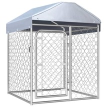 vidaXL Large Galvanized Steel Dog Kennel with Weatherproof Roof & Silver Finish - $367.21 CAD
