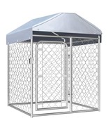vidaXL Large Galvanized Steel Dog Kennel with Weatherproof Roof &amp; Silver... - €229,00 EUR