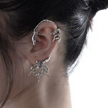 Korean Style Holow Flower Tassel Clip Earrings For Women Waterdrop Purple Rhines - £7.53 GBP