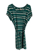 Merona Green and White Striped T-shirt Short Sleeved Dress  Size L - £9.54 GBP