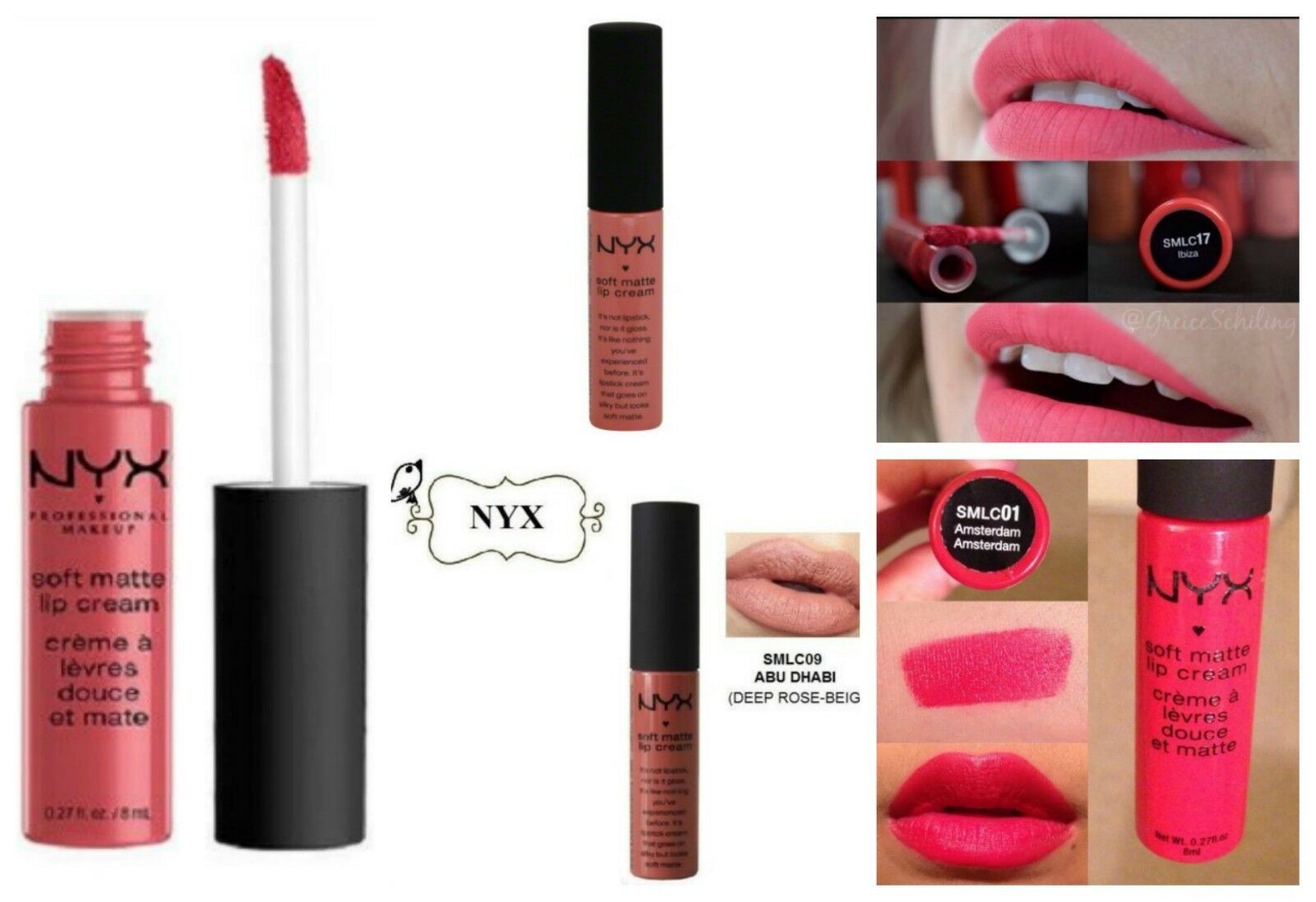 NYX Soft Matte Lip Cream Gloss 5 Pack Set Cosmetics Makeup Pink Neutral Red Pro - $8.99