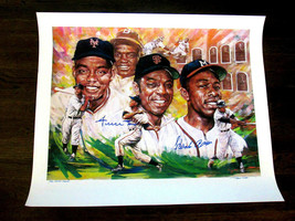 WILLIE MAYS HANK AARON HOF SIGNED AUTO ARTIST PROOF L/E LITHOGRAPH DOUG ... - £623.00 GBP