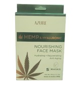 Azure Hemp &amp; Hyaluronic Nourishing 5 Face Masks Hydrating Rejuvenating A... - £8.18 GBP