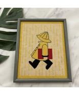 Vintage Handmade Needlepoint Wall Art Raincoat Child Yellow Red Cute Kid... - $29.69