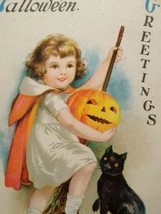 Vintage Halloween Postcard Black Cat Child Ellen Clapsaddle Wolf 21 Batavia NY - £120.15 GBP