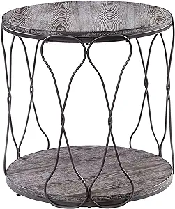 Bongo ?Industrial 1-Shelf Metal 24 in. Storage Round End Table for Livin... - $356.99