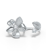 925 Sterling Silver Nature Inspired Flower Petals Statement Open Ring Je... - $281.24 CAD