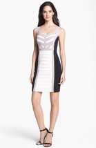 JAX Colorblock Shutter Pleat Body-Con Dress Sz 8 Black Ivory - $1,147.14 MXN