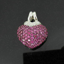 Colgante de mujer con corazón de diamante y rubí rosa de talla redonda de... - $120.52