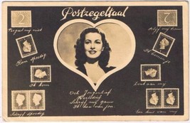 Postcard Germany Postzegeltaal Stamps Sweetheart ~ 1950 - £15.78 GBP