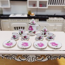 AirAds Dollhouse 1:12 scale dollhouse miniature porcelain teacup coffee Set Pink - £6.40 GBP