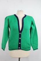 Vtg Jade Sportswear S Green Shetland Wool Knit Cardigan Sweater - $36.10
